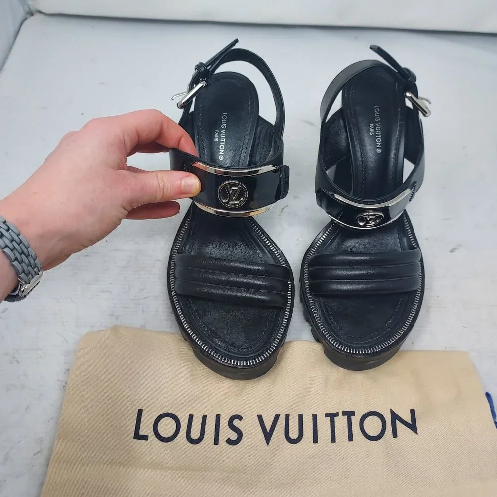 LOUIS VUITTON Black LV Star Trail Heel Sandal - Picture 9 of 12